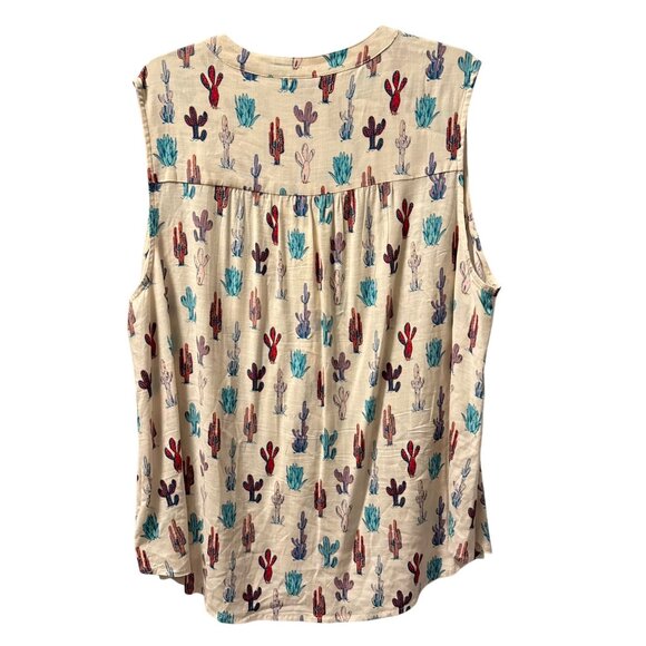 Torrid Sleeveless Cactus Print Blouse Top Size 1X ivory multi blouse - Picture 12 of 12